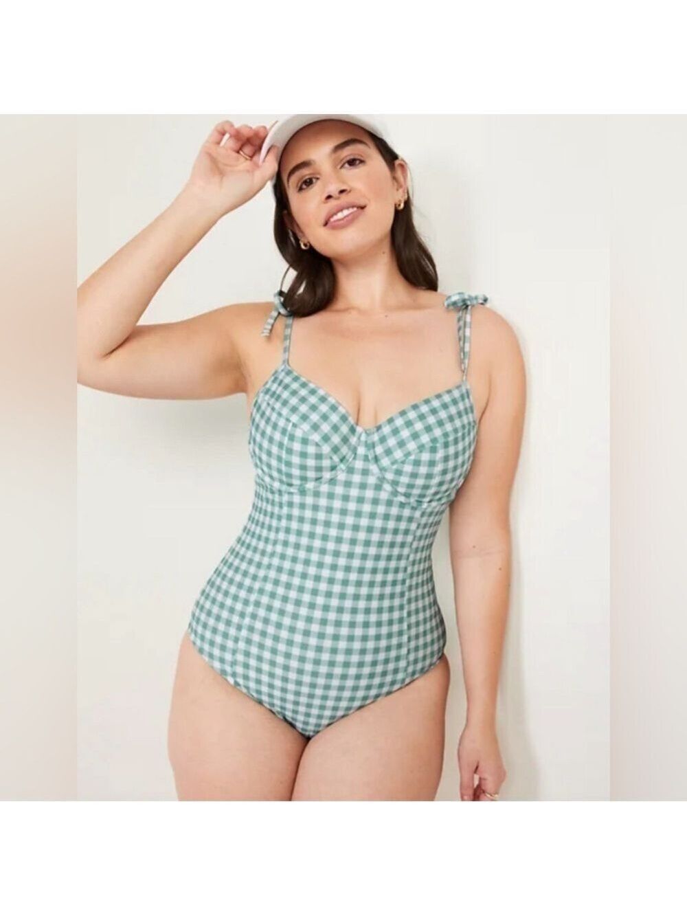 Old Navy High Tide Gingham Check One Piece Summer Swimsuit 2X Plus Size
